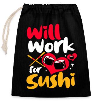 Sushi Go Reis Japan Tokio Miso Nigiri Maki Udon - Verschließbarer Geschenkbeutel aus Baumwolle (25x30cm) - Schwarz - Vorne