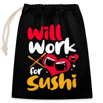 Sushi - Verschließbarer Geschenkbeutel aus Baumwolle (25x30cm) - Schwarz - Vorne