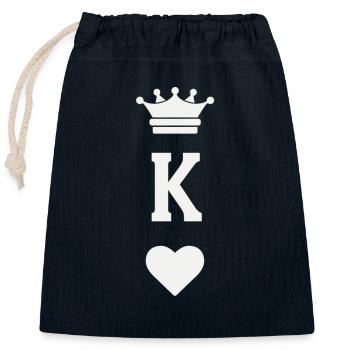 Herzkönig Spielkarte, Junggesellenabschied - Verschließbarer Geschenkbeutel aus Baumwolle (25x30cm) - Navy - Vorne