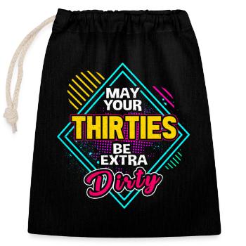 30th birthday - Closable cotton gift bag (25x30cm) - black - Front
