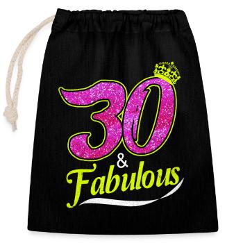 30th birthday - Closable cotton gift bag (25x30cm) - black - Front