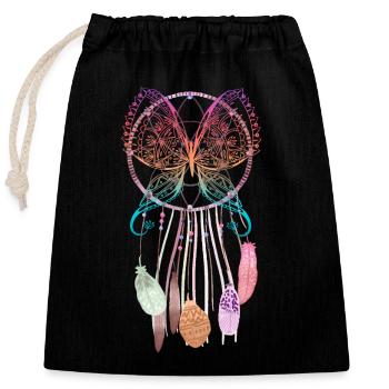 Schmetteling dream catcher hippie - Closable cotton gift bag (25x30cm) - black - Front