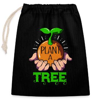 Earth Day - Closable cotton gift bag (25x30cm) - black - Front