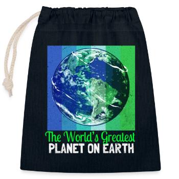 Earth Day - Closable cotton gift bag (25x30cm) - navy - Front