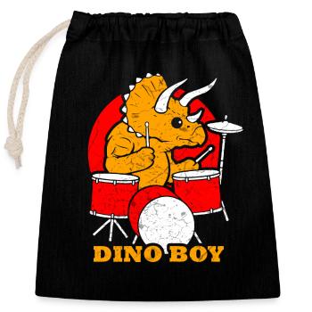 Tambours de dinosaures - Sac cadeau en coton avec cordon (25 x 30 cm) - noir - Devant
