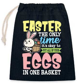 Ostern Osterhase Osternest Osterei Eiersuche - Verschließbarer Geschenkbeutel aus Baumwolle (25x30cm) - Navy - Vorne