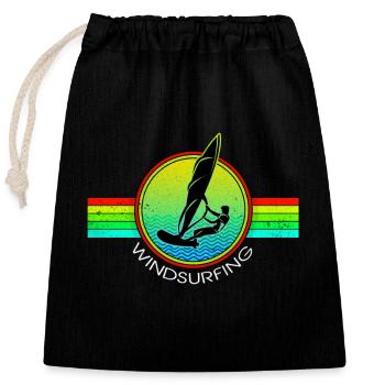 Windsurfen - Verschließbarer Geschenkbeutel aus Baumwolle (25x30cm) - Schwarz - Vorne