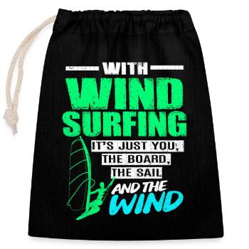 Windsurfing - Closable cotton gift bag (25x30cm) - black - Front