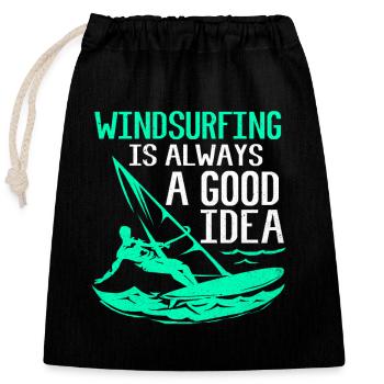Windsurfing - Closable cotton gift bag (25x30cm) - black - Front