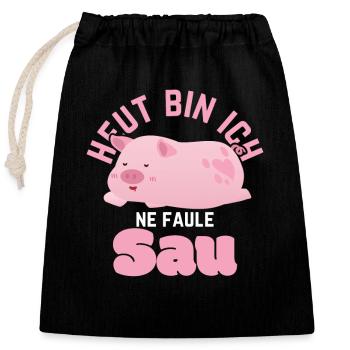 Cochon T-shirt Ce soir je suis une truie paresseuse - Sac cadeau en coton avec cordon (25 x 30 cm) - noir - Devant