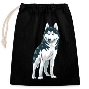 Süßer Husky Hund Weihnachtsgeschenk Hunde - Verschließbarer Geschenkbeutel aus Baumwolle (25x30cm) - Schwarz - Vorne