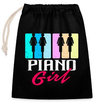 Piano - Sac cadeau en coton avec cordon (25 x 30 cm) - noir - Devant