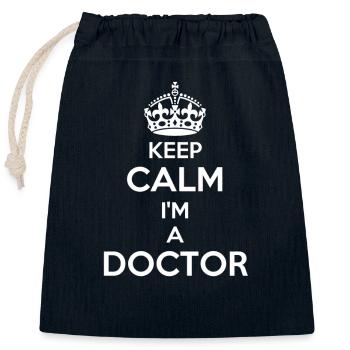 Keep Calm I'm a Doctor - Closable cotton gift bag (25x30cm) - navy - Front