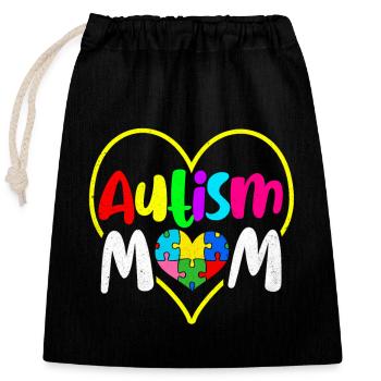 Autism - Closable cotton gift bag (25x30cm) - black - Front