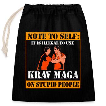 Krav Maga - Verschließbarer Geschenkbeutel aus Baumwolle (25x30cm) - Schwarz - Vorne