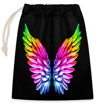 LGBT Regenbogen Engelsflügel Gay Lesbisch Queer - Verschließbarer Geschenkbeutel aus Baumwolle (25x30cm) - Schwarz - Vorne