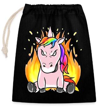 Unicorn Unicorns Horror Devil Demon Halloween - Closable cotton gift bag (25x30cm) - black - Front