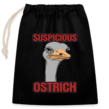 Instantané humoristique avec oiseau autruche - Sac cadeau en coton avec cordon (25 x 30 cm) - noir - Devant
