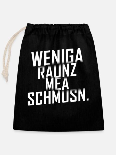 Mehr Schmusen - Verschließbarer Geschenkbeutel aus Baumwolle (25x30cm) - Schwarz