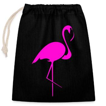 flamant - Sac cadeau en coton avec cordon (25 x 30 cm) - noir - Devant
