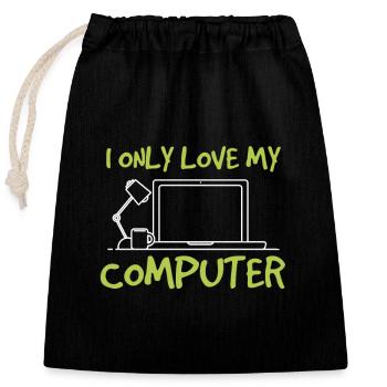 I only love me computer - Ich liebe mein Computer - Verschließbarer Geschenkbeutel aus Baumwolle (25x30cm) - Schwarz - Vorne