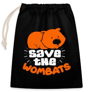 Wombat - Sac cadeau en coton avec cordon (25 x 30 cm) - noir - Devant
