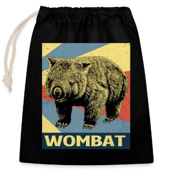Wombat - Sac cadeau en coton avec cordon (25 x 30 cm) - noir - Devant