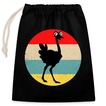 L’autruche - Sac cadeau en coton avec cordon (25 x 30 cm) - noir - Devant