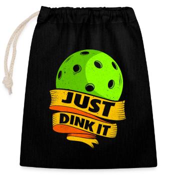 Pickleball - Closable cotton gift bag (25x30cm) - black - Front