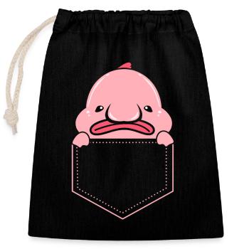 Blobfish Deep Sea Grumpy Introverted Gift - Closable cotton gift bag (25x30cm) - black - Front