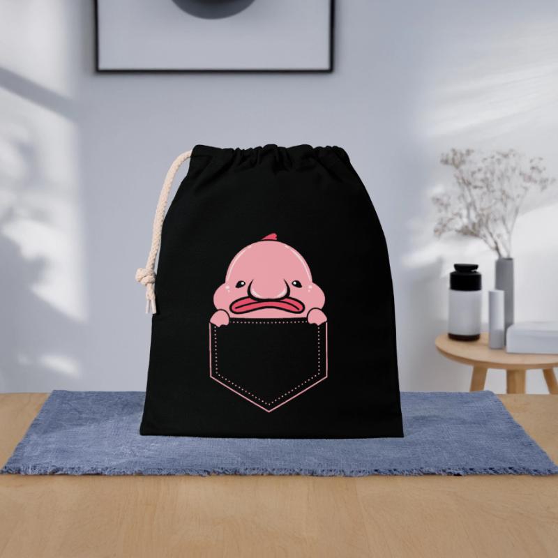 Blobfish Deep Sea Grumpy Introverted Gift Closable cotton gift bag (25x30cm)