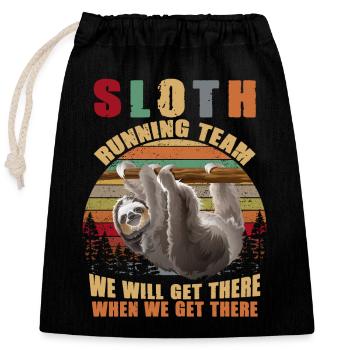 Sloth Running Team We'll Get There Funny Sloth - Verschließbarer Geschenkbeutel aus Baumwolle (25x30cm) - Schwarz - Vorne
