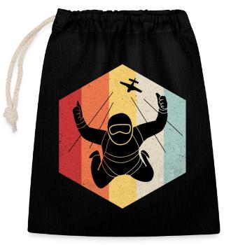 Parachuting - Closable cotton gift bag (25x30cm) - black - Front