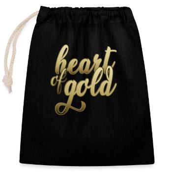 Heart of gold - Sac cadeau en coton avec cordon (25 x 30 cm) - noir - Devant