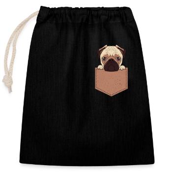 Pug - Closable cotton gift bag (25x30cm) - black - Front