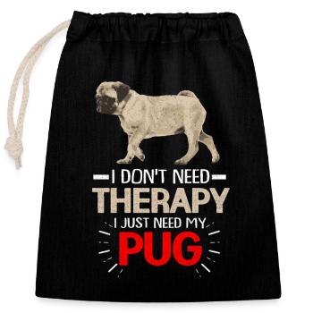 Pug - Closable cotton gift bag (25x30cm) - black - Front