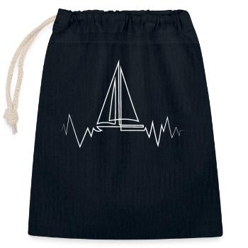 Segelboot Heartbeat Cooles Geschenk für Segler und - Verschließbarer Geschenkbeutel aus Baumwolle (25x30cm) - Navy - Vorne