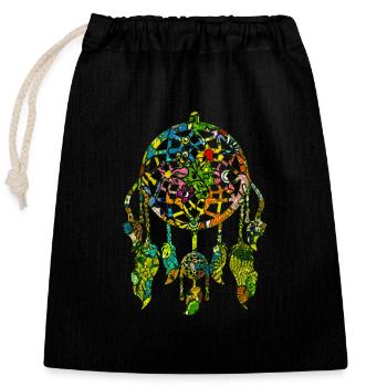 Traumfänger Federn Hippie Indianer Schmuck - Verschließbarer Geschenkbeutel aus Baumwolle (25x30cm) - Schwarz - Vorne