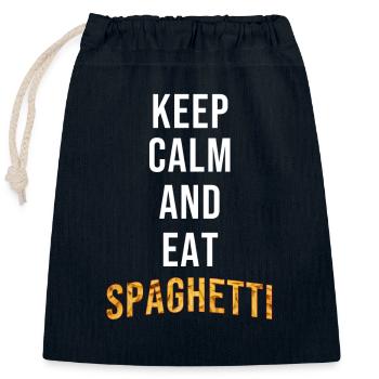 Restez calme Mangez des spaghettis - Sac cadeau en coton avec cordon (25 x 30 cm) - bleu marine - Devant