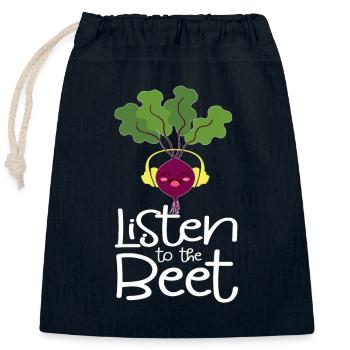 Listen to the Beet DJ Turnip - Closable cotton gift bag (25x30cm) - navy - Front