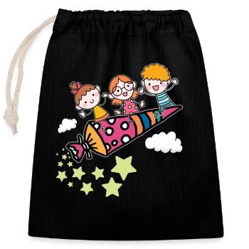 Rentrée scolaire rentrée scolaire - Sac cadeau en coton avec cordon (25 x 30 cm) - noir - Devant