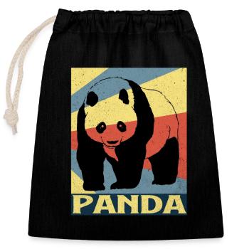 Panda - Closable cotton gift bag (25x30cm) - black - Front