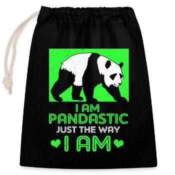Panda - Closable cotton gift bag (25x30cm) - black - Front