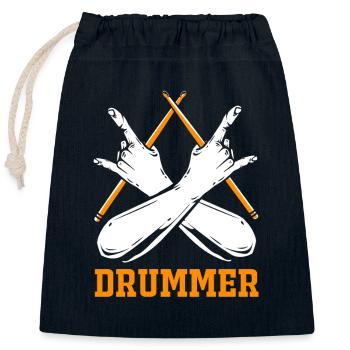 Batteur Batteur Drummer Musique Instrument Tambour Band - Sac cadeau en coton avec cordon (25 x 30 cm) - bleu marine - Devant