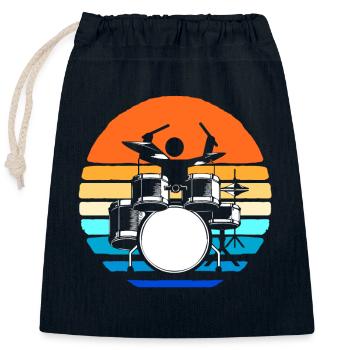 Batteur Batteur Drummer Musique Instrument Tambour Band - Sac cadeau en coton avec cordon (25 x 30 cm) - bleu marine - Devant