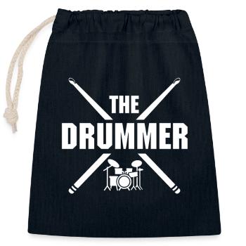 Batteur Batteur Drummer Musique Instrument Tambour Band - Sac cadeau en coton avec cordon (25 x 30 cm) - bleu marine - Devant