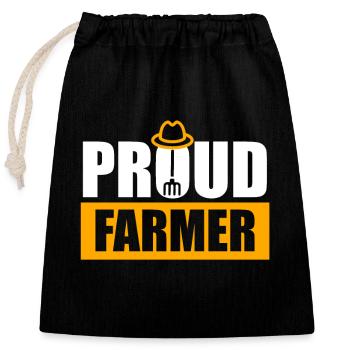 Proud farmer - Stolzer Bauer - Verschließbarer Geschenkbeutel aus Baumwolle (25x30cm) - Schwarz - Vorne