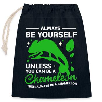 Caméléon Reptil reptiles Iguane Couverture Verte - Sac cadeau en coton avec cordon (25 x 30 cm) - bleu marine - Devant