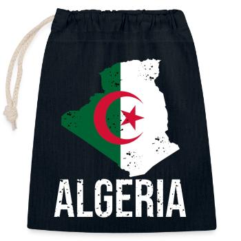 Algerian flag in map design - Closable cotton gift bag (25x30cm) - navy - Front