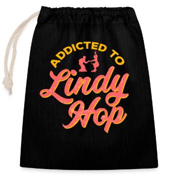 Lindy Hop Swing Tanz Tanzen 40er 50er Jahre - Verschließbarer Geschenkbeutel aus Baumwolle (25x30cm) - Schwarz - Vorne